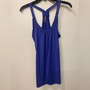 Charlotte Russe Blue Ruched Backless Tank Top